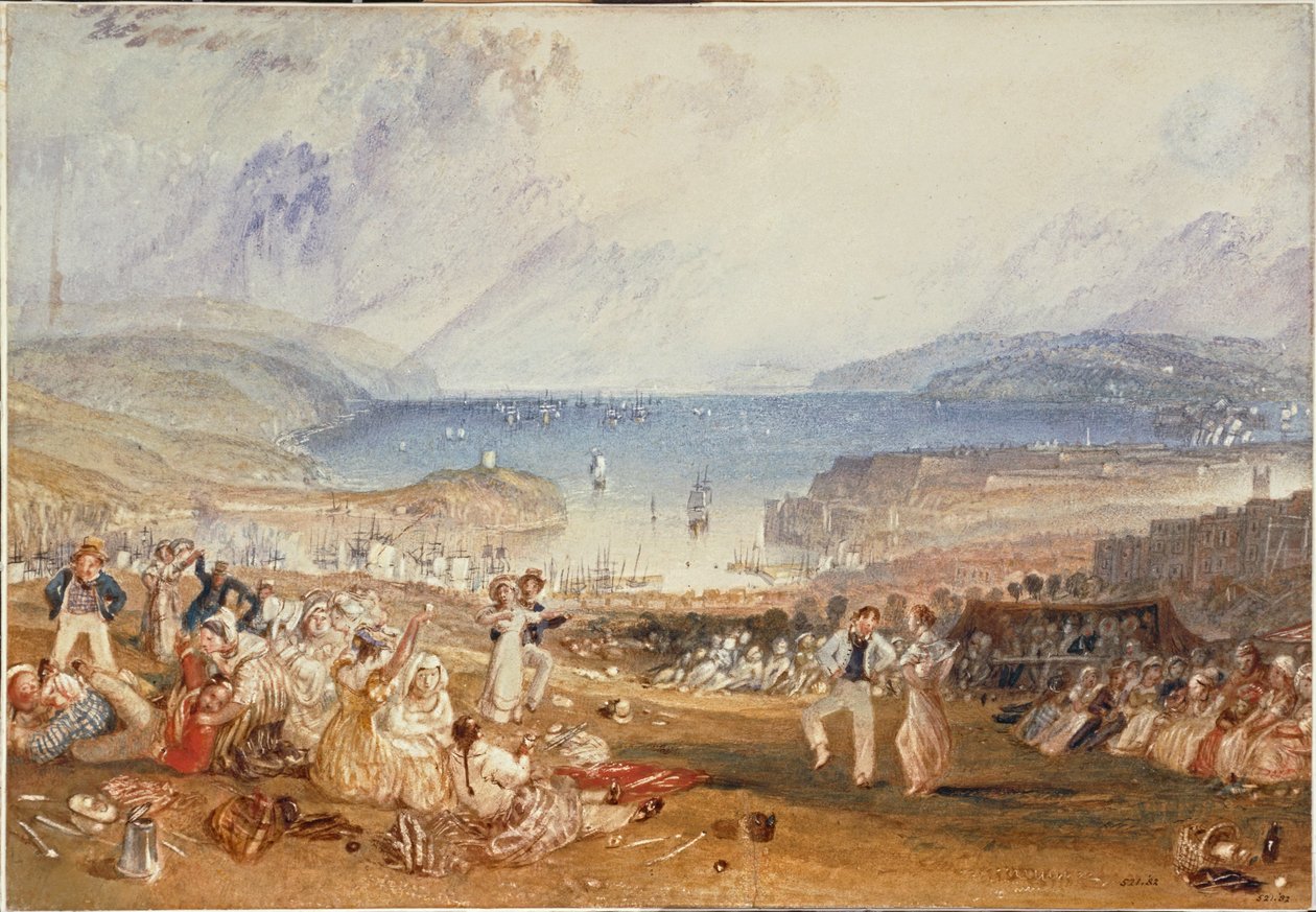 Plymouth, Devonshire ... (akvarelli paperille) tekijältä Joseph Mallord William Turner