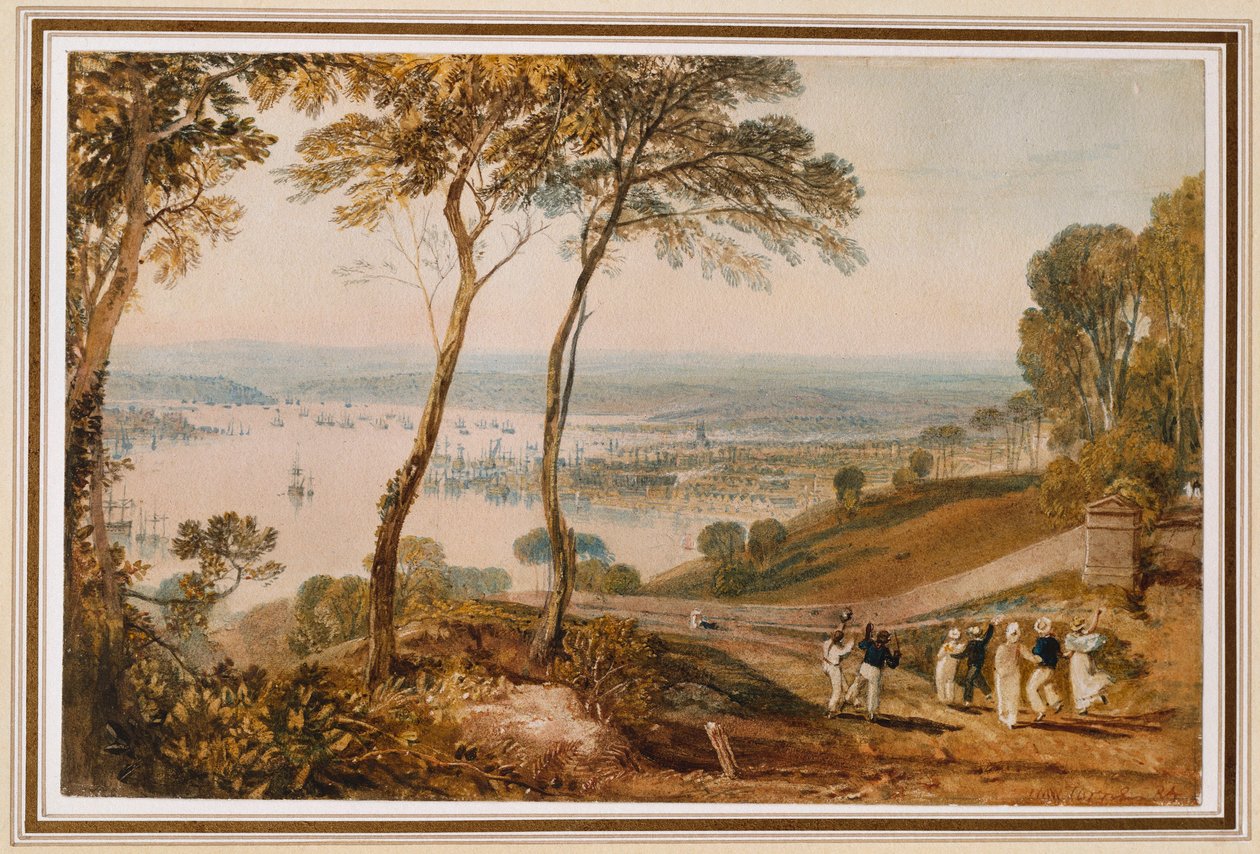 Plymouth Dock, lähellä Mount Edgecumbe tekijältä Joseph Mallord William Turner