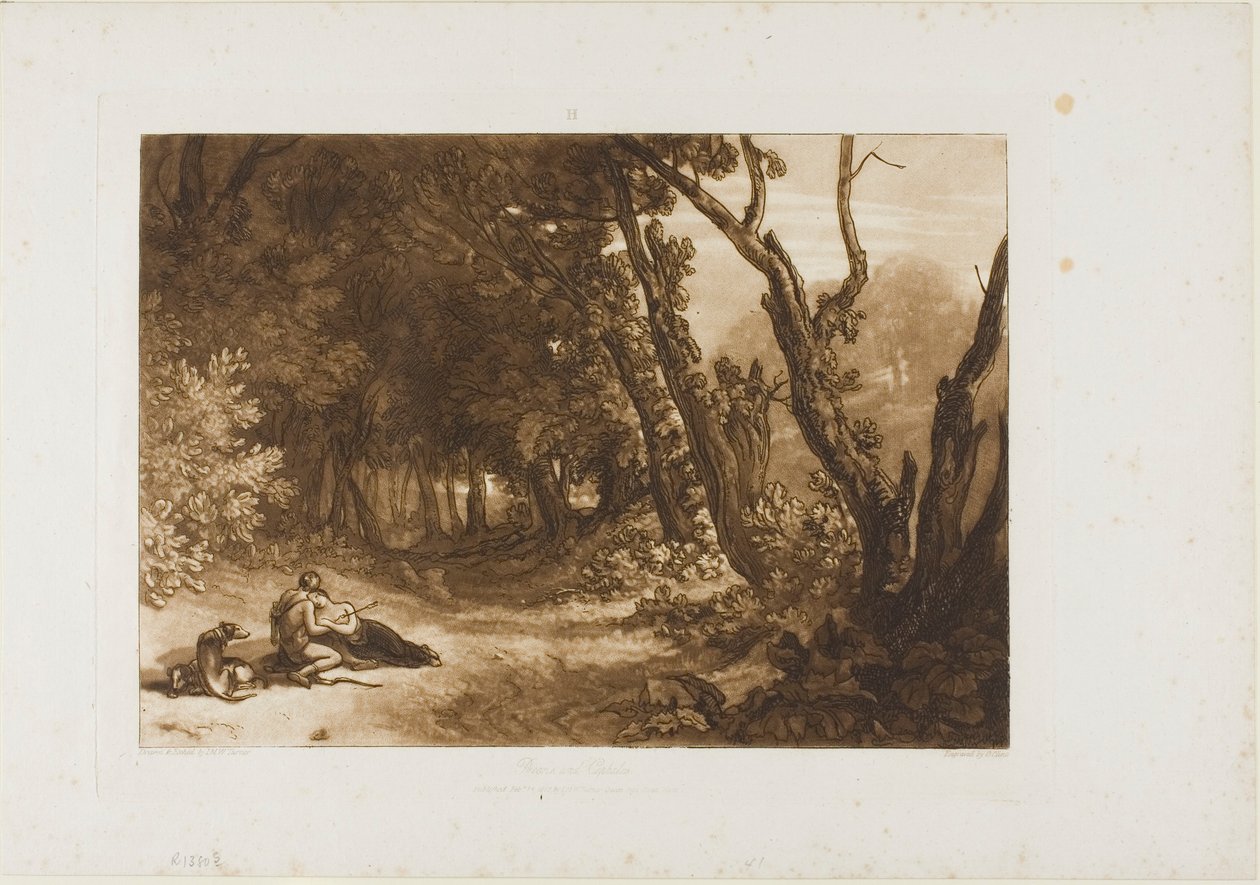 Procris ja Cephalus, levy 41 Book of Studiesista tekijältä Joseph Mallord William Turner