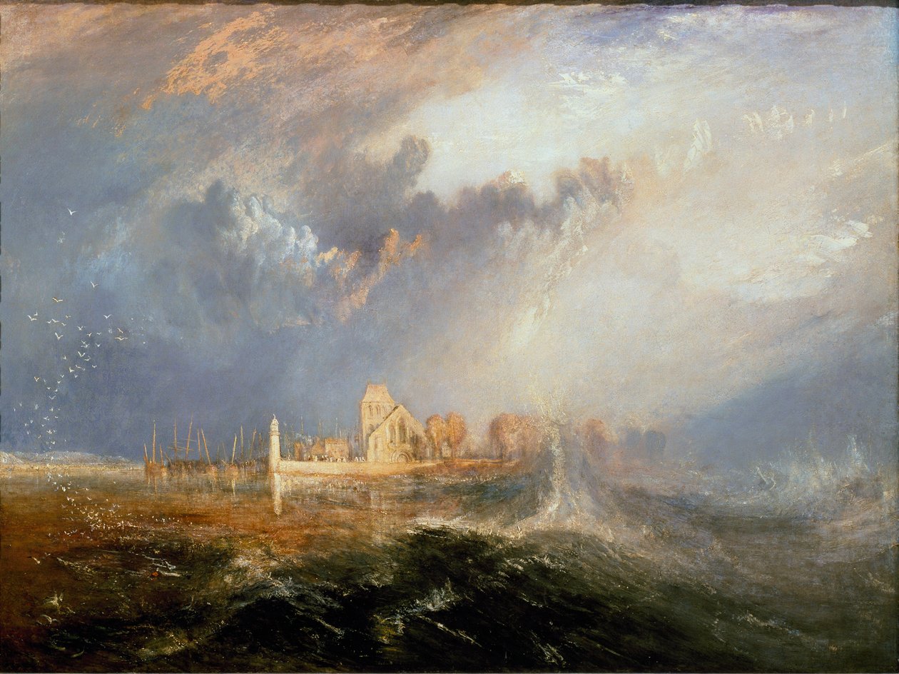 Quillebeuf Seinen suulla (Quillebeuf-sur-Seine, Quillebeuf sur Seine) Normandiassa”” Joseph Mallord William Turnerin (1775-1851) maalaus 1833 Mitat 92,5x123,2 cm Lissabon. Calouste Gulbenkian -museo tekijältä Joseph Mallord William Turner