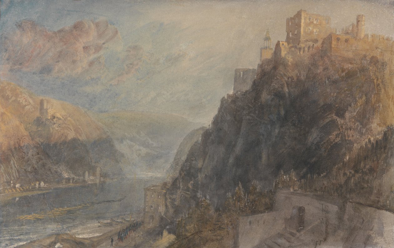 Rheinfels, näkymä kohti Katzia ja Goarshausenia tekijältä Joseph Mallord William Turner