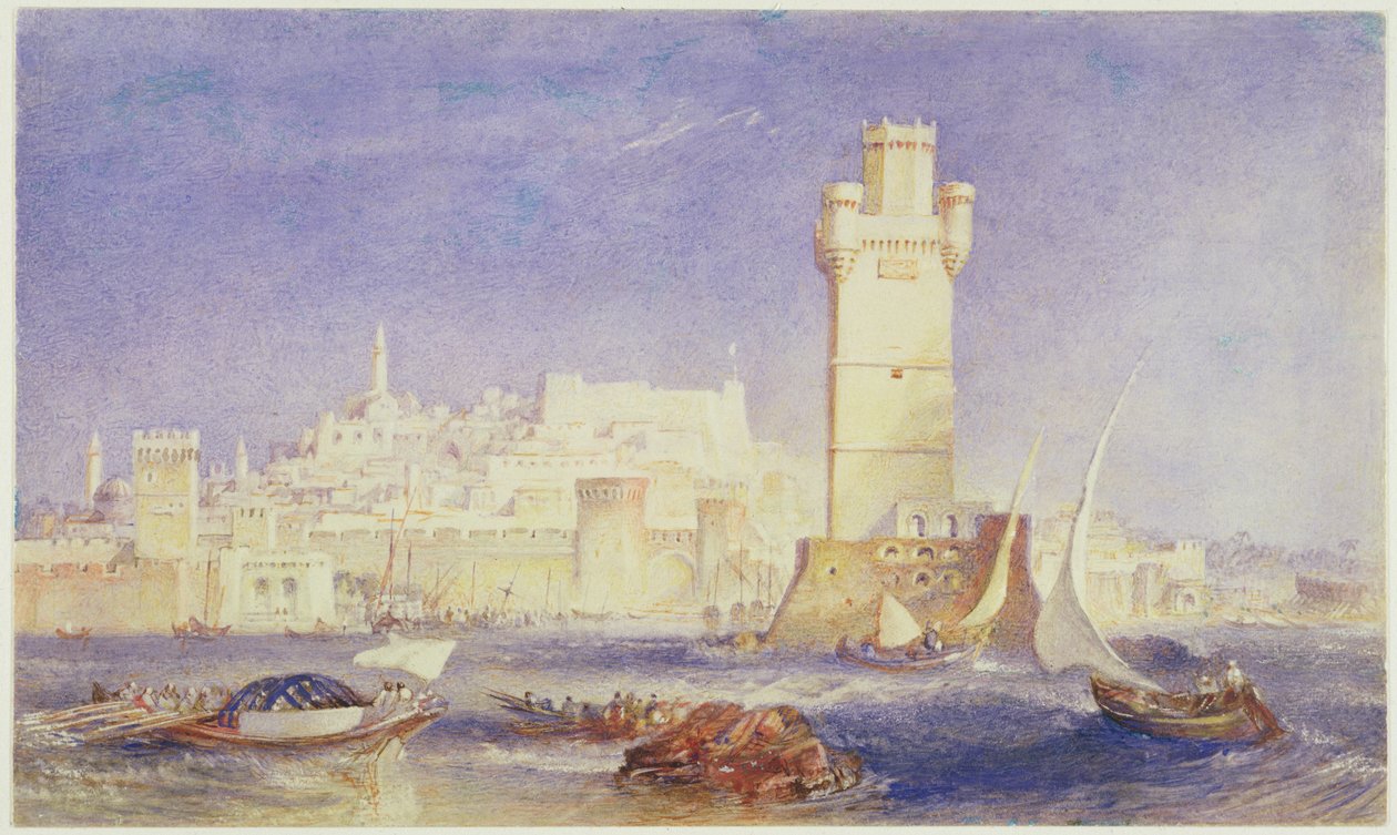 Rodos, n. 1823-24 (ilman väri ja vartaloväri paperilla) tekijältä Joseph Mallord William Turner