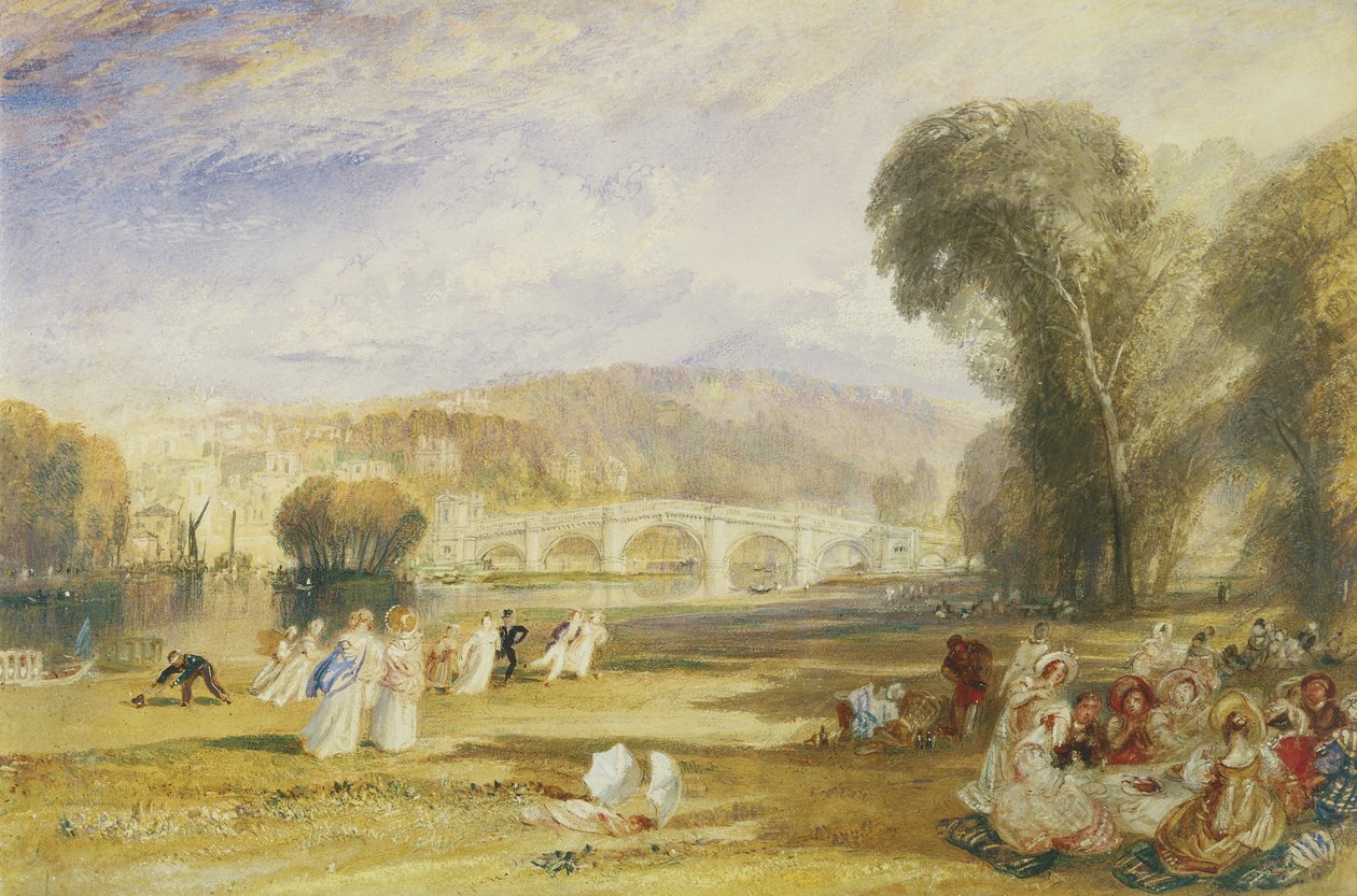 Richmond Hill and Bridge, Surrey, n. 1831 (akvarelli paperille) tekijältä Joseph Mallord William Turner