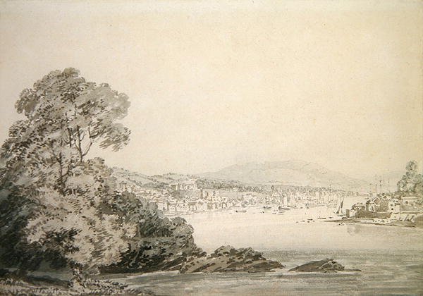 River Scene (kynä, muste ja pesu paperille) tekijältä Joseph Mallord William Turner
