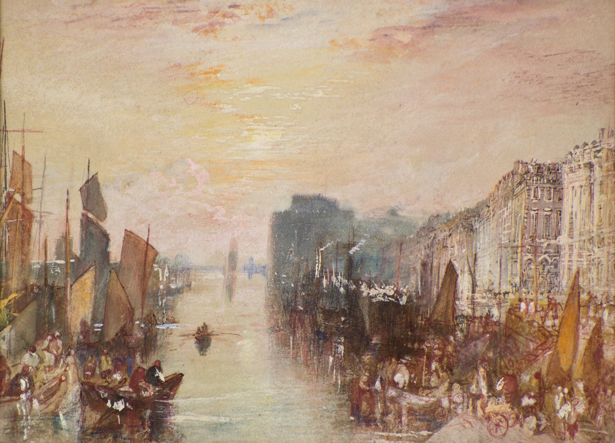 River Scene, Le Havre, n.1832 (akvarelli) tekijältä Joseph Mallord William Turner