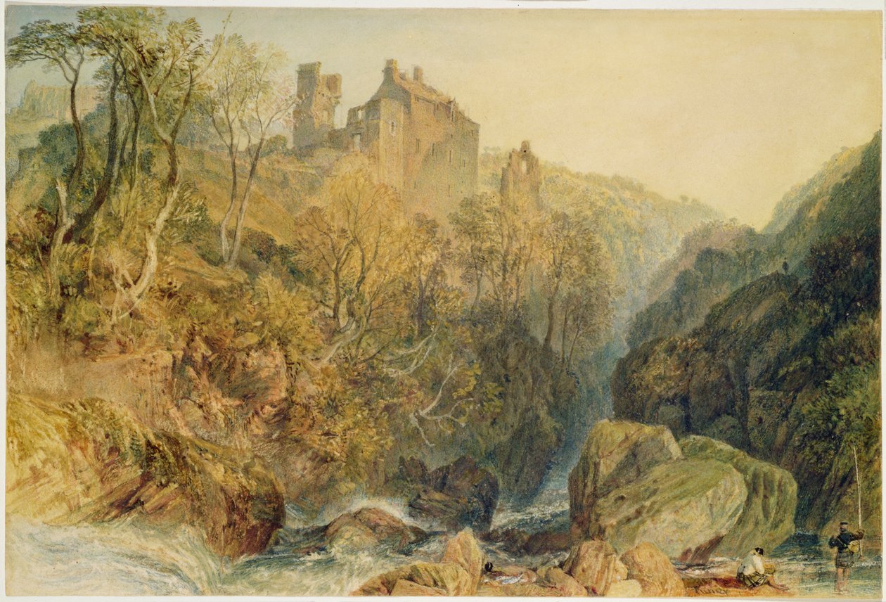 Rosslyn Castle, Midlothian (akvarelli ja guassi paperille) tekijältä Joseph Mallord William Turner