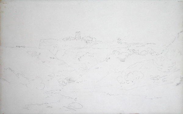 Scarborough Castle, n. 1801 (kynä paperille) tekijältä Joseph Mallord William Turner