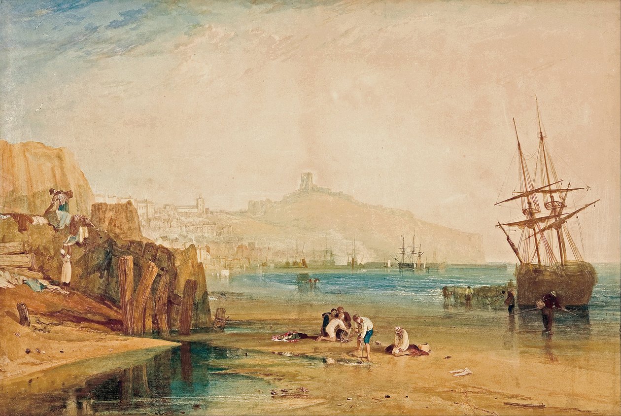 Scarborough, aamu, pojat pyydystävät rapuja, c. 1810 tekijältä Joseph Mallord William Turner
