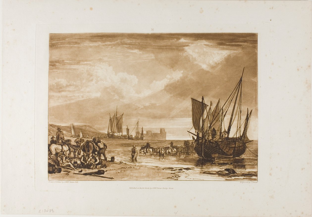 Kohtaus Ranskan rannikolla, levy 4 Liber Studiorumilta tekijältä Joseph Mallord William Turner
