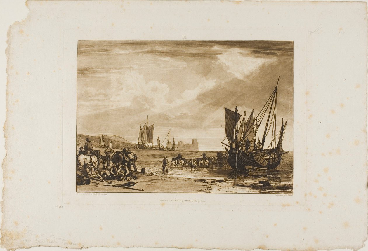 Kohtaus Ranskan rannikolla, levy 4 Liber Studiorumilta tekijältä Joseph Mallord William Turner