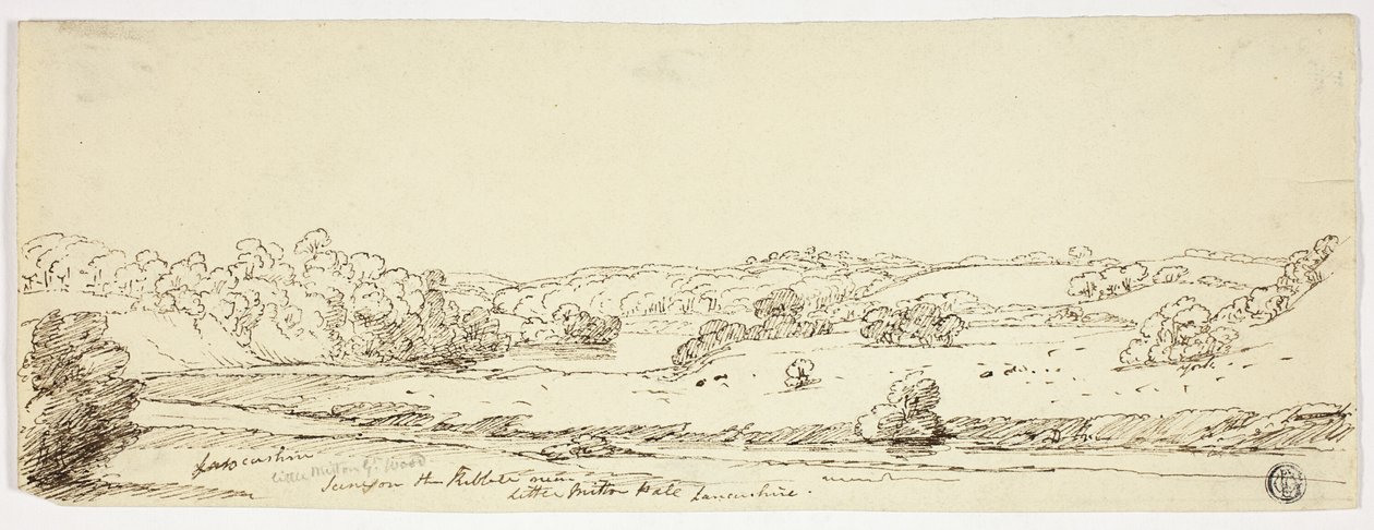 Kibble-joen maisemia lähellä Little Milton Hallia, Lancashire tekijältä Joseph Mallord William Turner