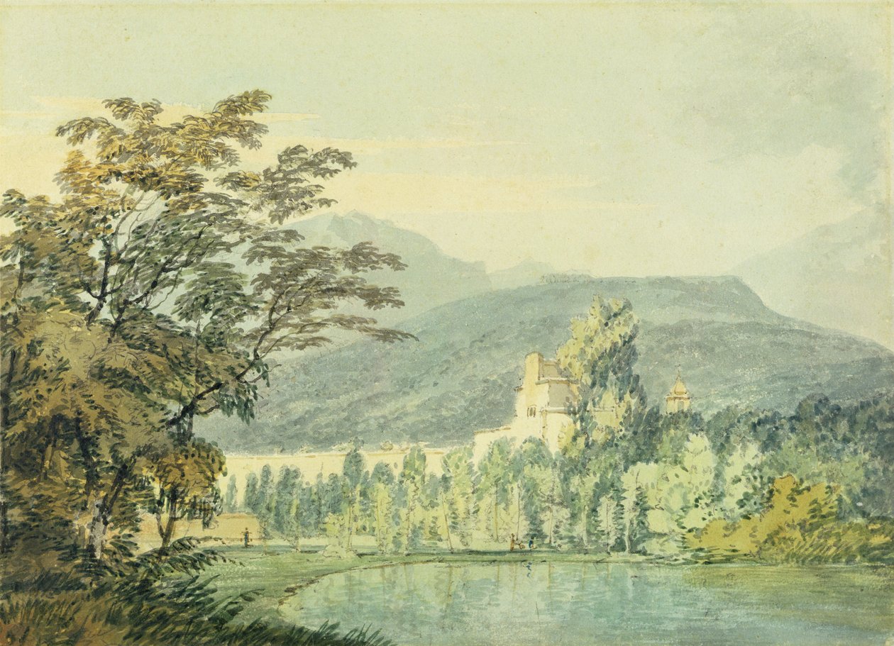 Sir William Hamiltonin huvila, n. 1795 (wc kynällä paperilla) tekijältä Joseph Mallord William Turner