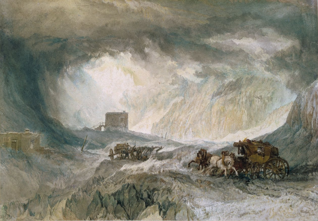 Lumimyrsky, Mont Cenis, 1820 tekijältä Joseph Mallord William Turner