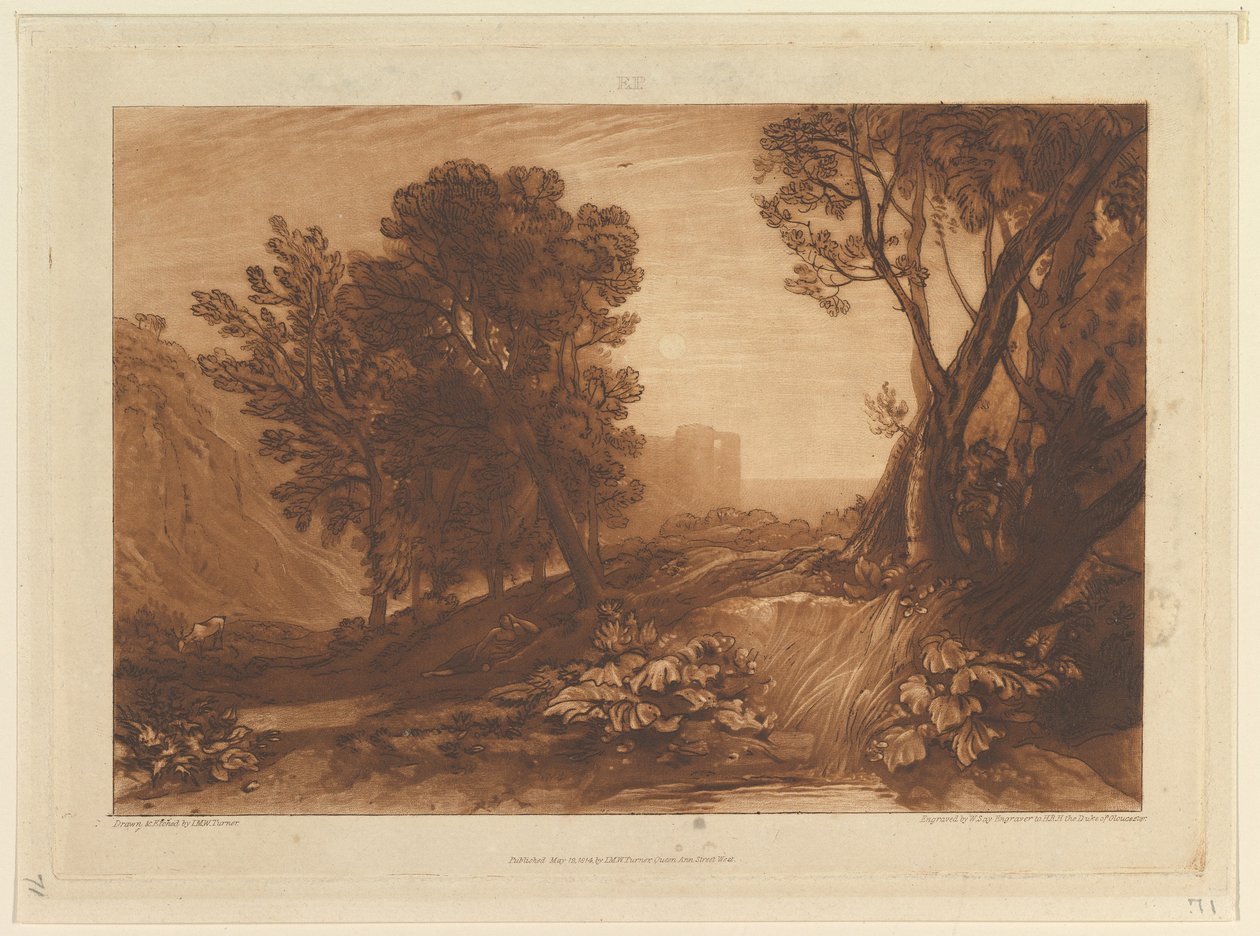 Solitude tai The Reading Magdalen Liber Studiorum, osa XI, levy 53, 12. toukokuuta 1814. tekijältä Joseph Mallord William Turner