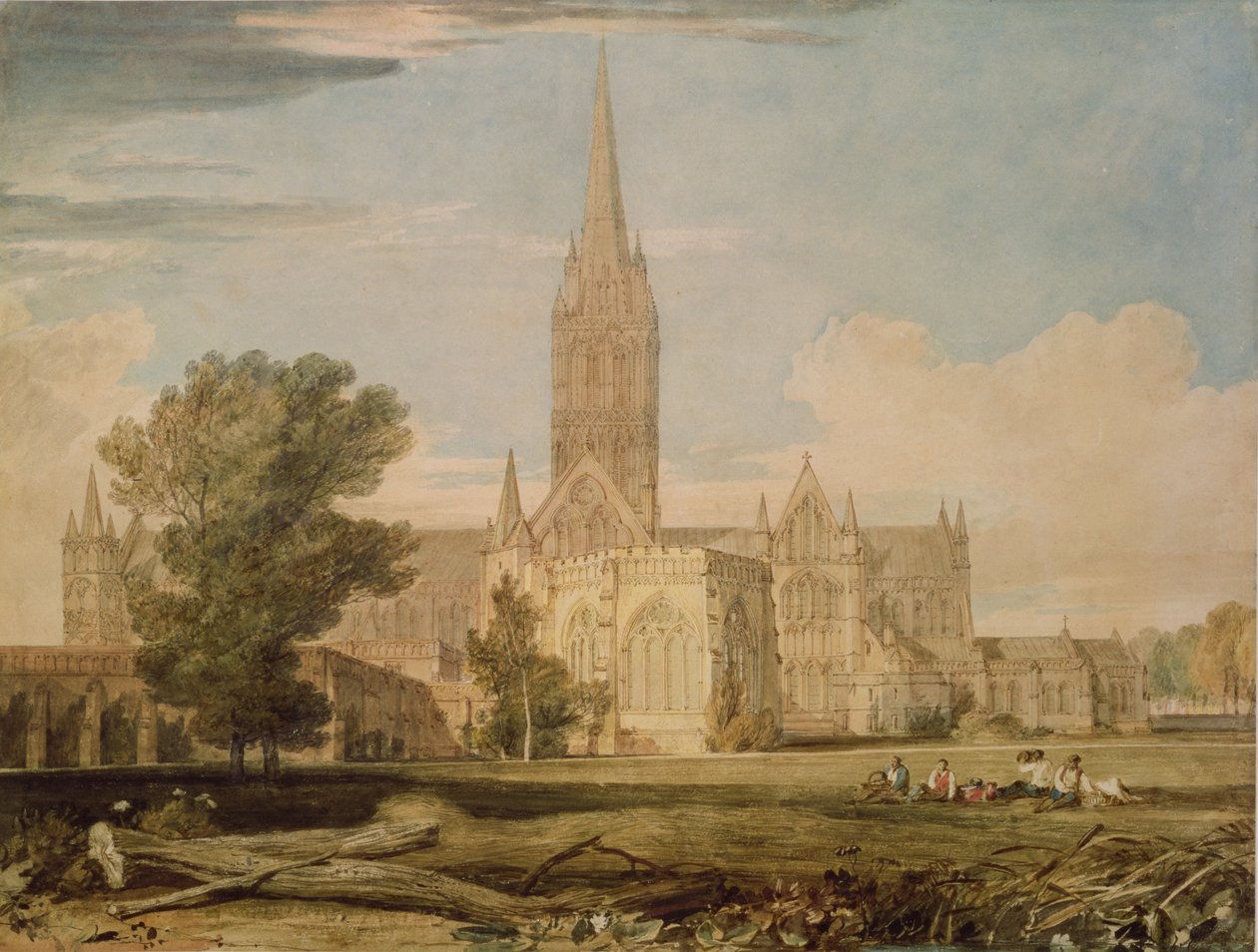 Salisburyn katedraalin etelänäkymä, 1797-98 tekijältä Joseph Mallord William Turner