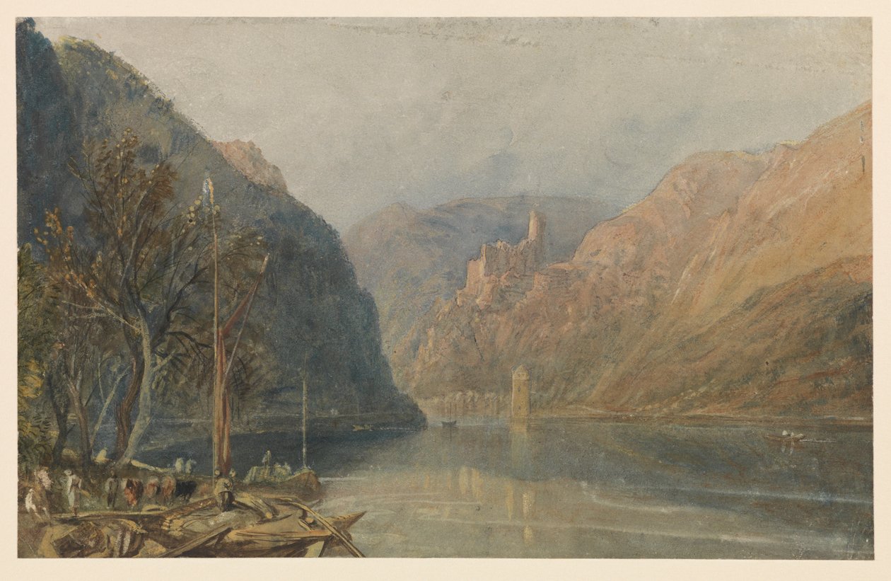 St Goarshausen ja Katzin linna, 1817 tekijältä Joseph Mallord William Turner