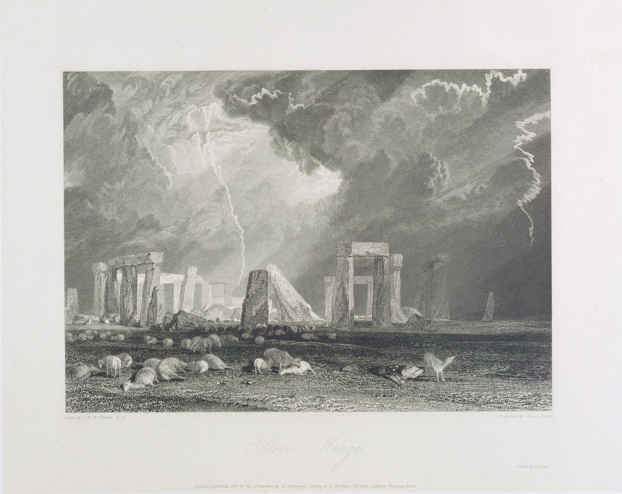 Stonehenge, 1829 (etsaus ja kaiverrus) tekijältä Joseph Mallord William Turner