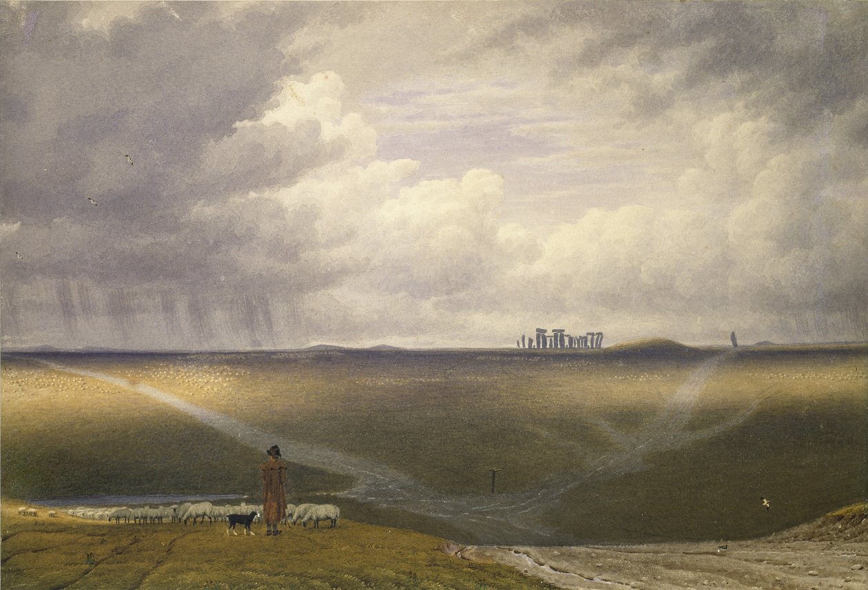 Stonehenge - Sateinen päivä (akvarelli paperille) tekijältä Joseph Mallord William Turner