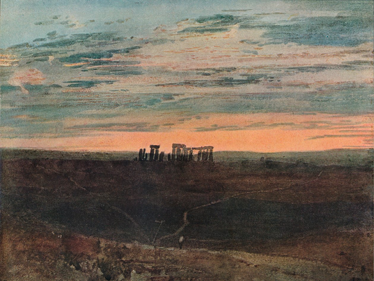 Stonehenge: Auringonlasku, 1909 tekijältä Joseph Mallord William Turner