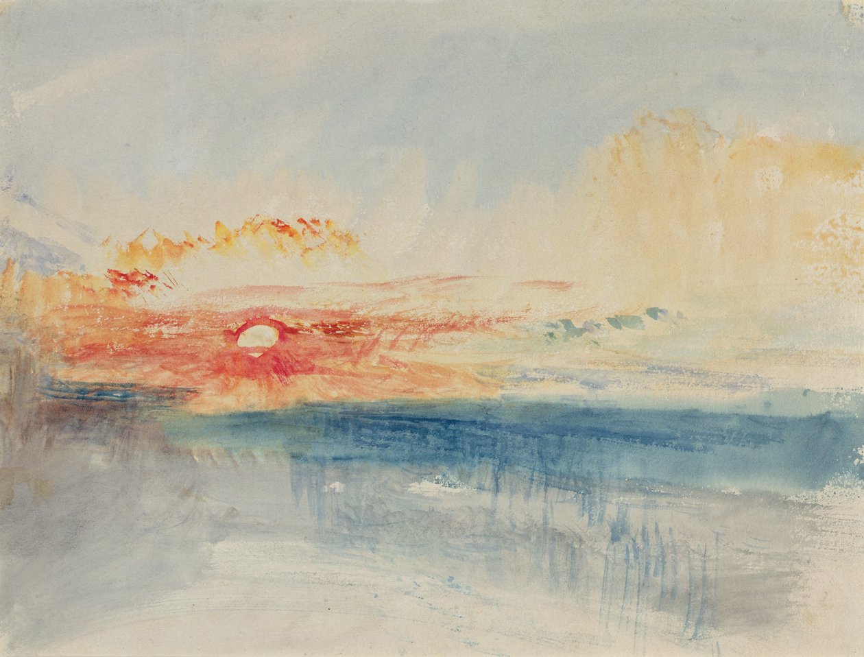 Auringonlasku, n. 1845 (akvarelli paperille) tekijältä Joseph Mallord William Turner