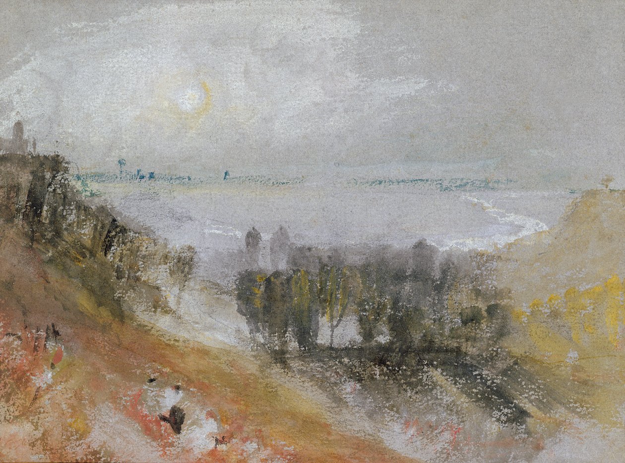 Tancarville, n. 1830 (akvarelli ja vartaloväri paperille) tekijältä Joseph Mallord William Turner