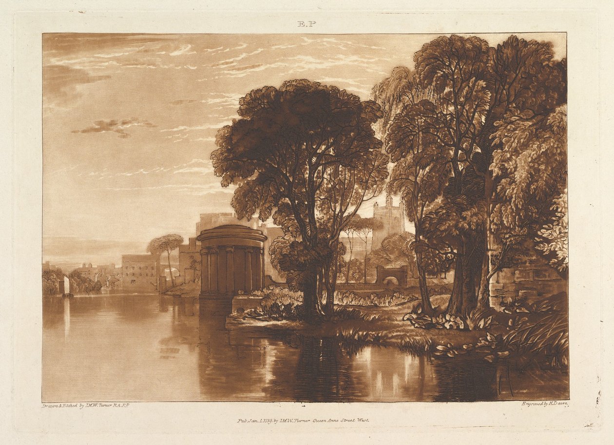 The Alcove, Isleworth Liber Studiorum, osa XIII, levy 63, 1. tammikuuta 1819. tekijältä Joseph Mallord William Turner