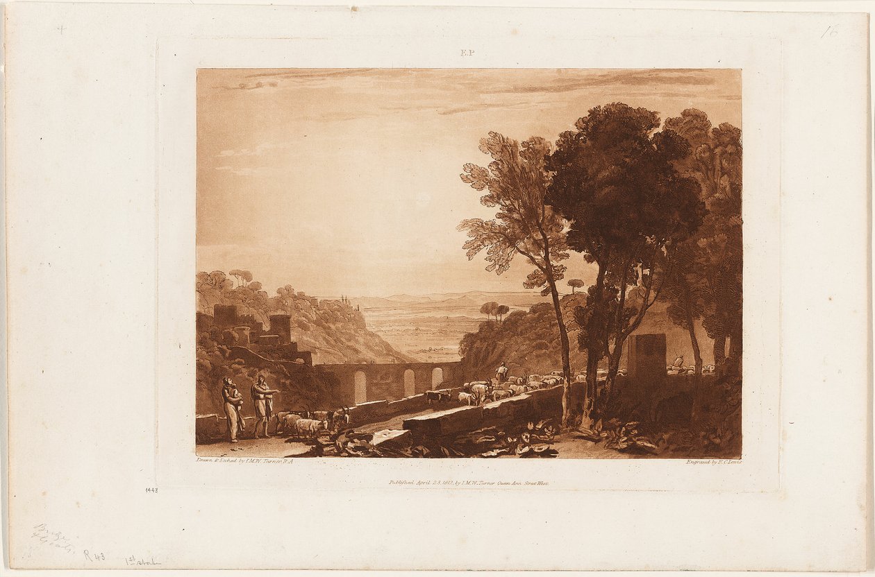 Silta ja vuohet, levy 43 Liber Studiorumilta tekijältä Joseph Mallord William Turner