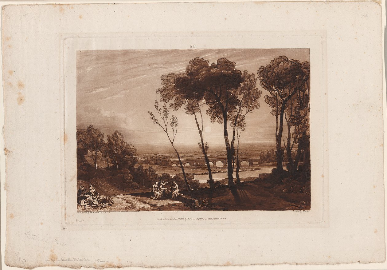 Keskimatkan silta, levy 13 Liber Studiorumilta tekijältä Joseph Mallord William Turner