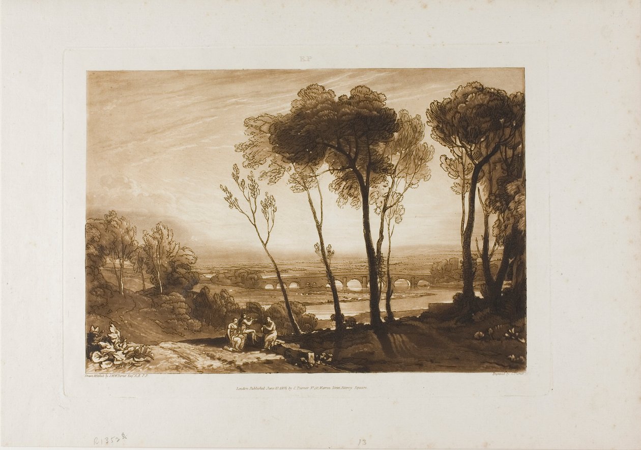 Keskimatkan silta, levy 13 Liber Studiorumilta tekijältä Joseph Mallord William Turner