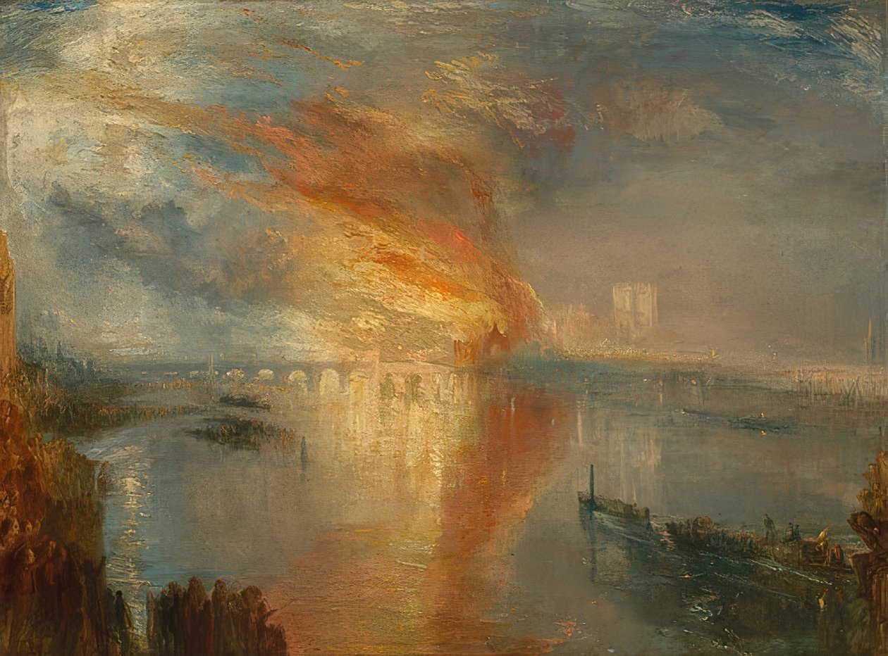The Burning of the Houses of Lords and Commons, 16. lokakuuta 1834. 1835 tekijältä Joseph Mallord William Turner