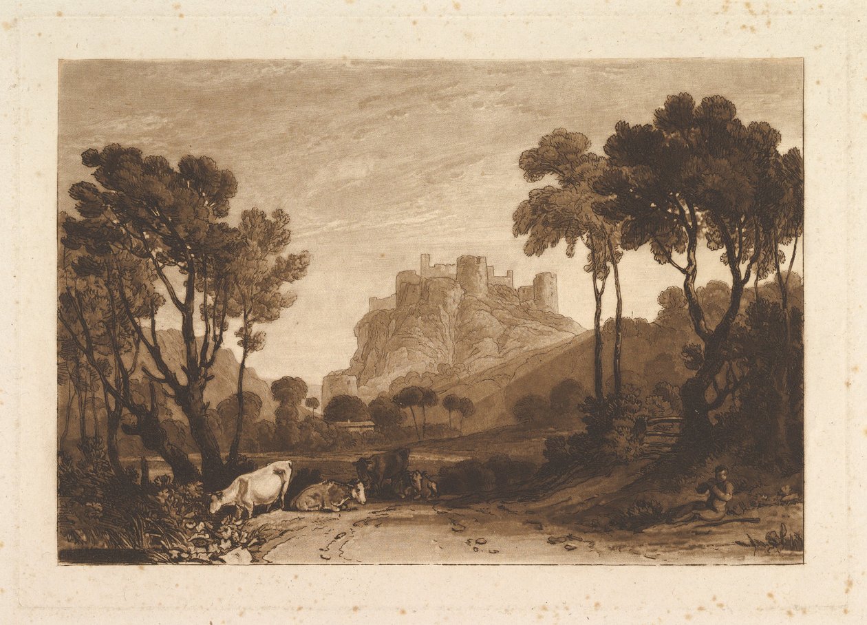 Linna Meadows Liber Studiorumin yläpuolella, osa II, levy 8, 1808. tekijältä Joseph Mallord William Turner
