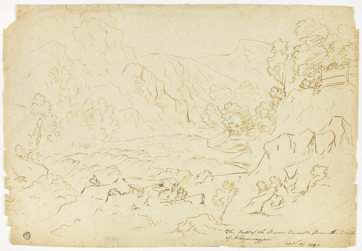 The Fall of the River Tumble (recto); Näkymä Fastralylle (käänteinen) tekijältä Joseph Mallord William Turner