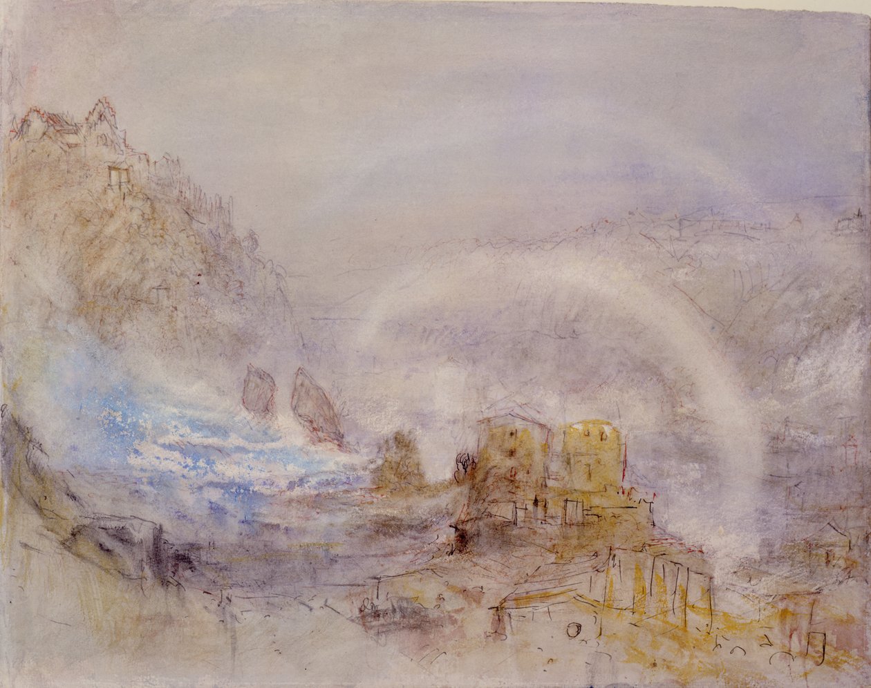 Reinin putoukset Schaffhausenissa (kynä, punainen muste ja wc paperilla) tekijältä Joseph Mallord William Turner
