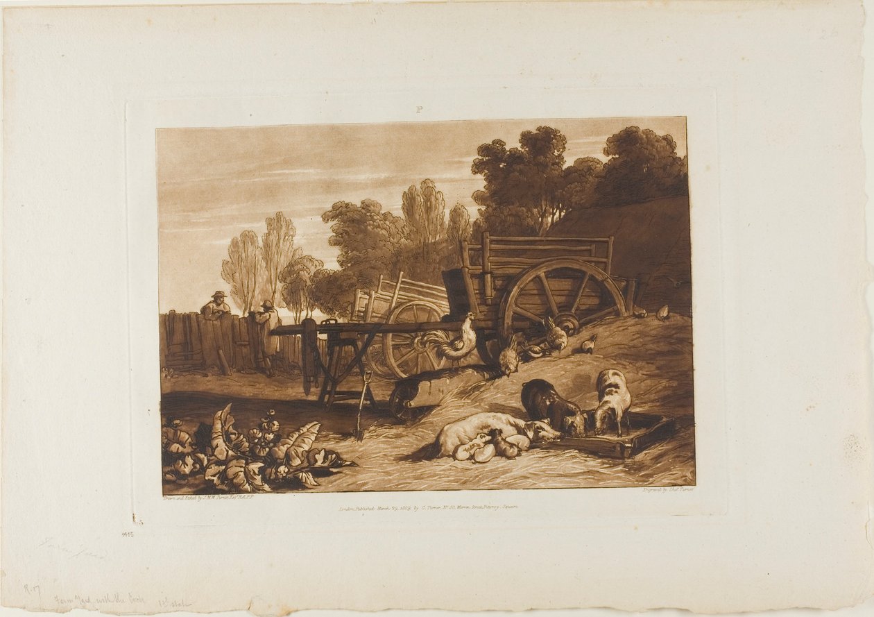 Farm Yard with the Cock, levy 17 Liber Studiorumilta tekijältä Joseph Mallord William Turner