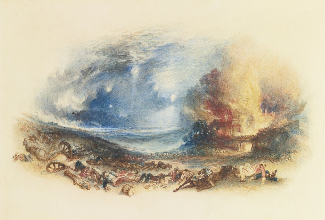 Waterloon kenttä Hougoumontista nähtynä, n. 1830 tekijältä Joseph Mallord William Turner