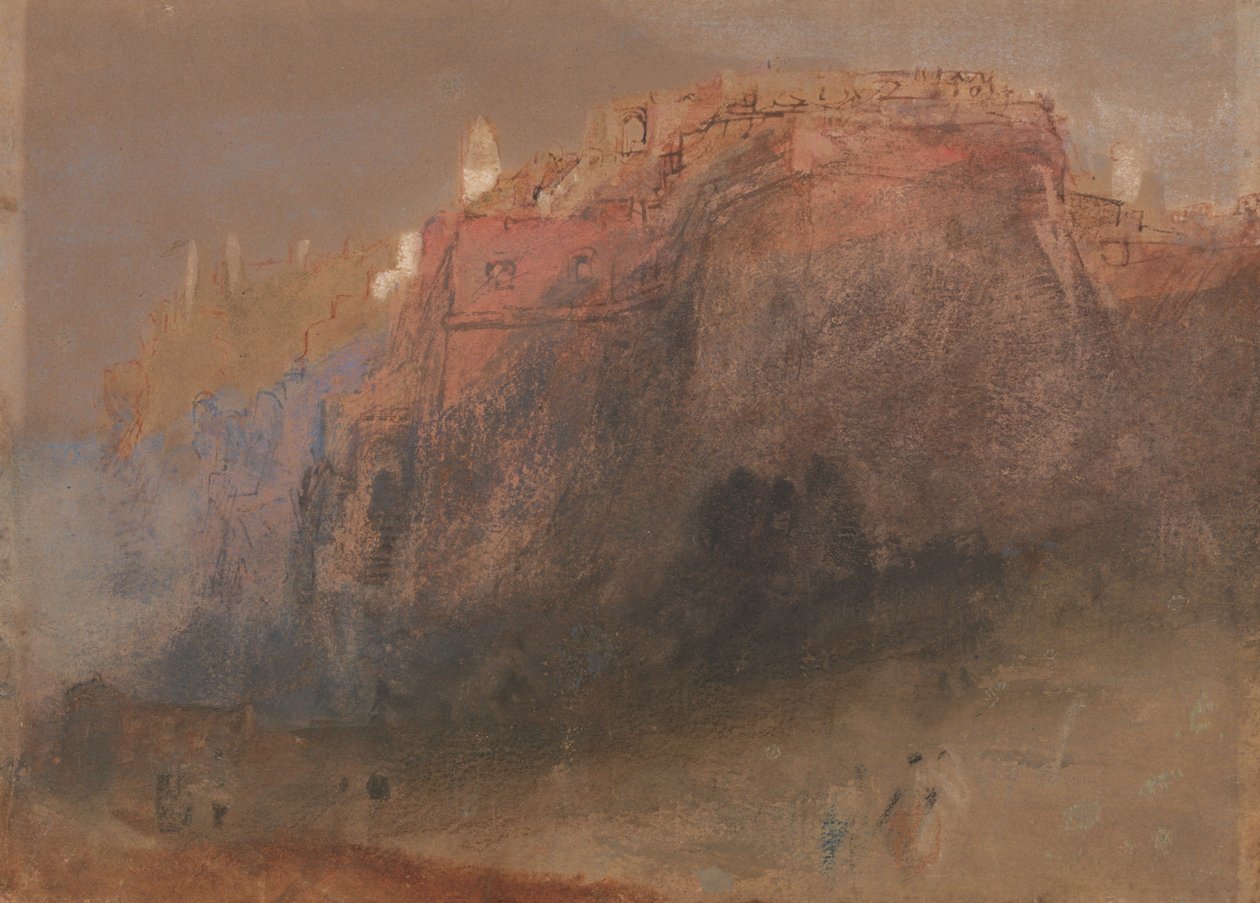 Monacon linnoitettu kallio idästä nähtynä tekijältä Joseph Mallord William Turner