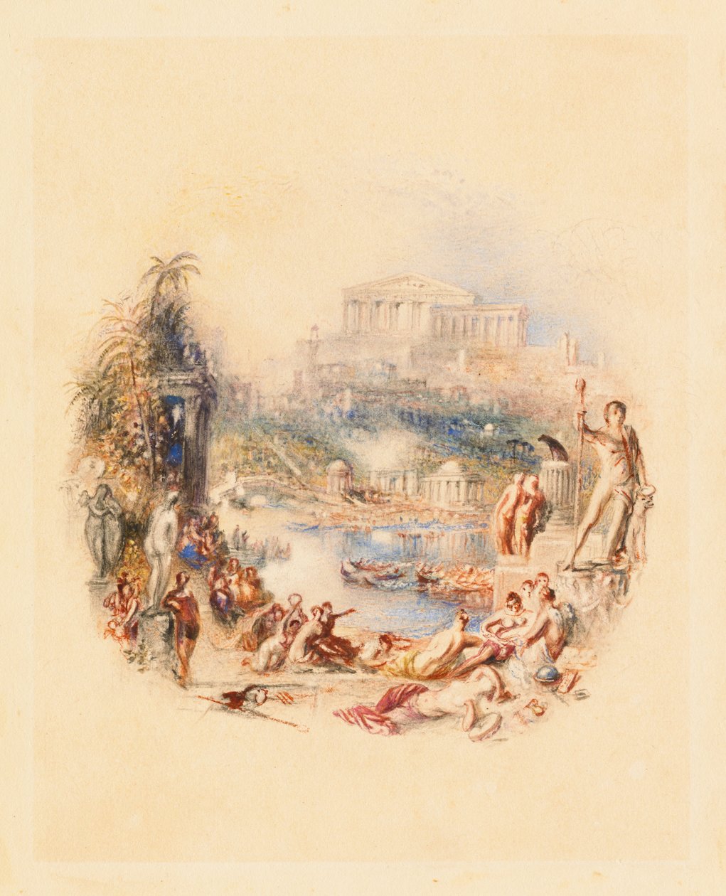 Puutarha: kuvitus Thomas Mooren teokseen "Epikurolainen" tekijältä Joseph Mallord William Turner
