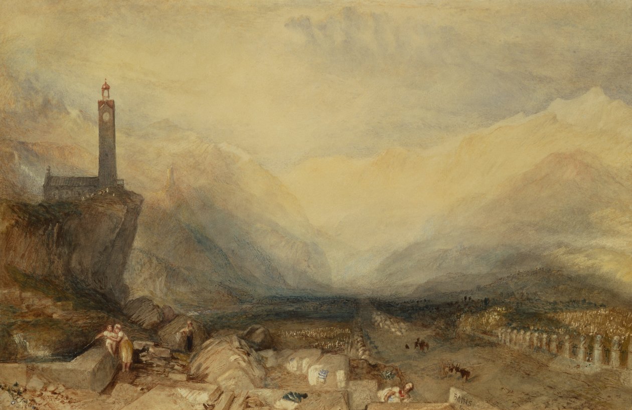 Splugen Pass (kynä ja akvarelli) tekijältä Joseph Mallord William Turner