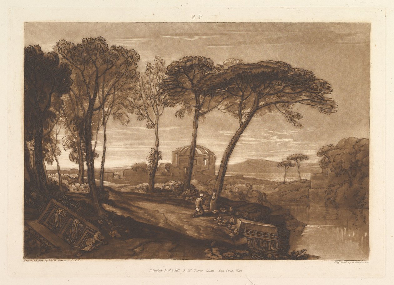 Minerva Medica Liber Studiorumin temppeli, osa V, levy 23, 1. tammikuuta 1811. tekijältä Joseph Mallord William Turner
