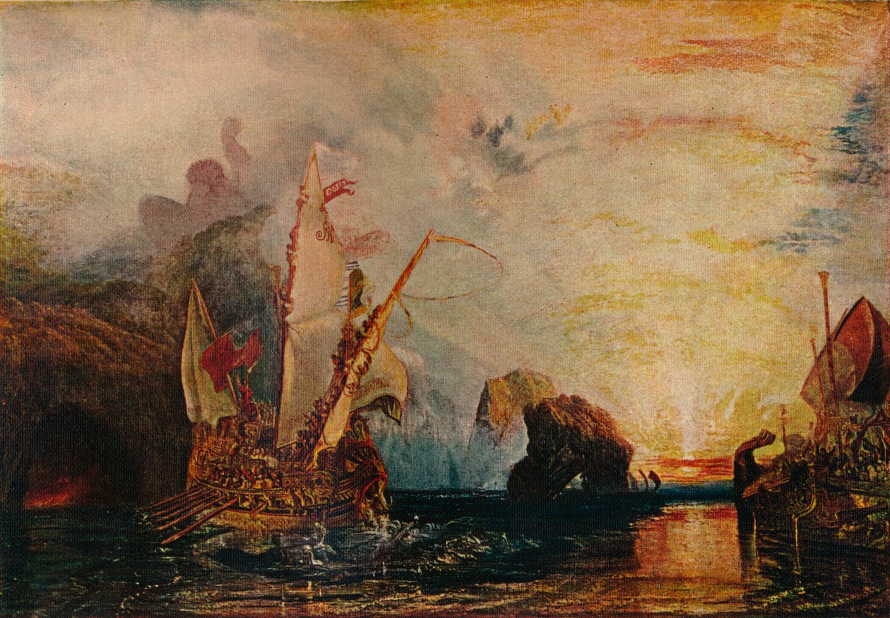 Ulysses pilkkaa Polyphemusta - Homers Odyssey, 1829, 1911 tekijältä Joseph Mallord William Turner