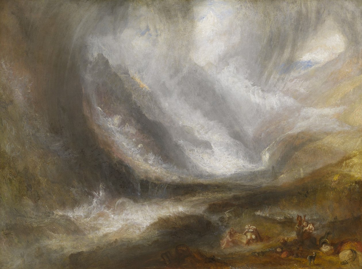Aostan laakso: lumimyrsky, lumivyöry ja ukkosmyrsky, 1836-37 tekijältä Joseph Mallord William Turner