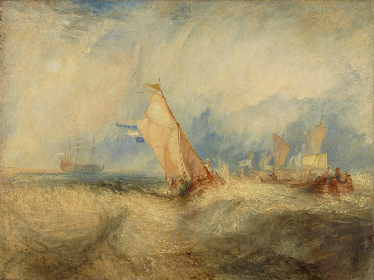 Van Tromp, joka pyrki miellyttämään isäntiään, purjehti merelle ja kastui kunnolla tekijältä Joseph Mallord William Turner
