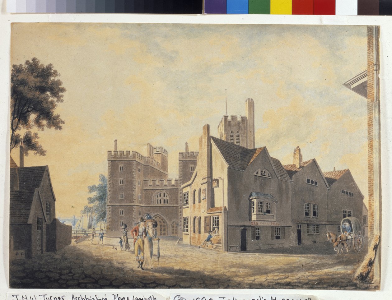 Näkymä arkkipiispan palatsista, Lambeth (akvarelli valkoisella paperilla) tekijältä Joseph Mallord William Turner