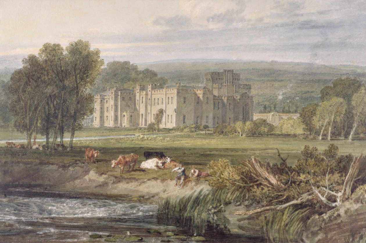 Näkymä Hampton Courtiin, Herefordshireen, kaakosta, n. 1806 (akvarelli grafiitin päällä kudospaperilla) tekijältä Joseph Mallord William Turner
