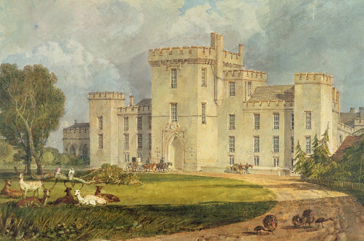 Näkymä Hampton Courtista luoteesta, n.1806 (tussi ja akvarelli lyijykynällä, paperi, paperi). tekijältä Joseph Mallord William Turner