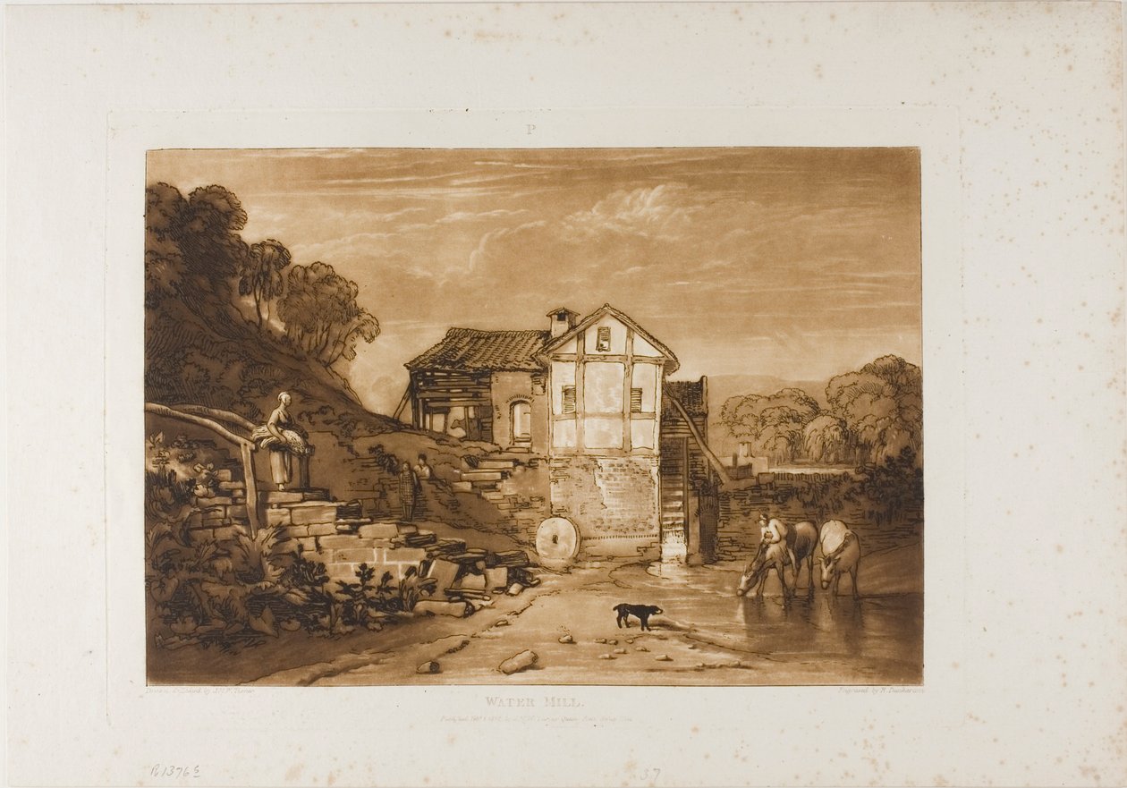 Vesimylly, levy 37 Liber Studiorumilta tekijältä Joseph Mallord William Turner