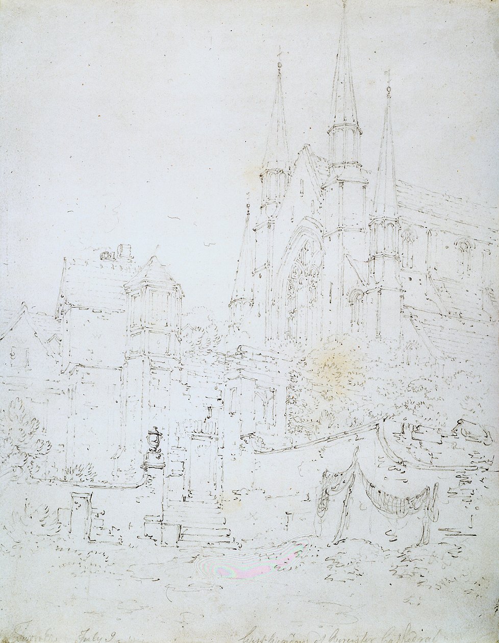 West Window, Worcesterin katedraali (kynä valkoisella paperilla) tekijältä Joseph Mallord William Turner