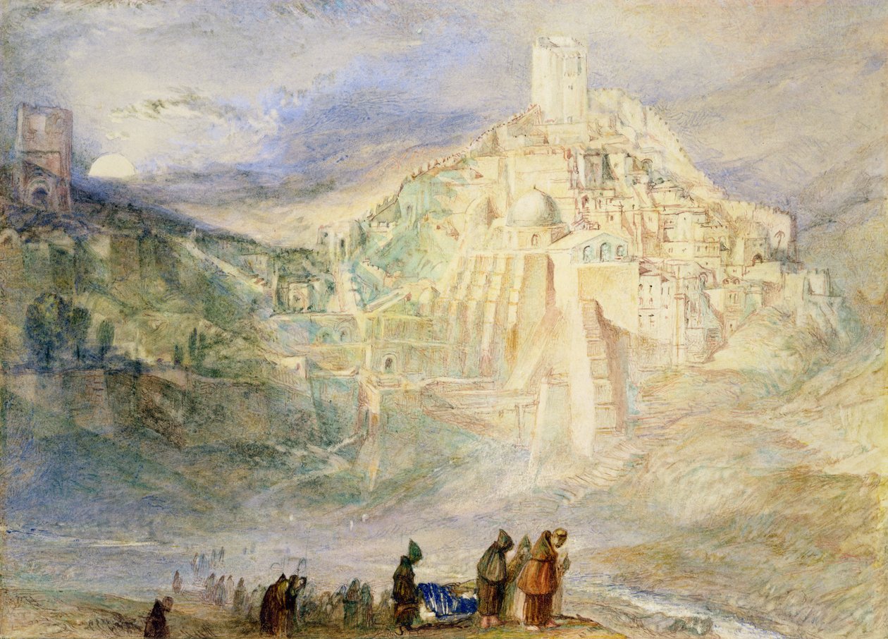 Erämaa Engedi ja Santa Saban luostari (wc paperilla) tekijältä Joseph Mallord William Turner