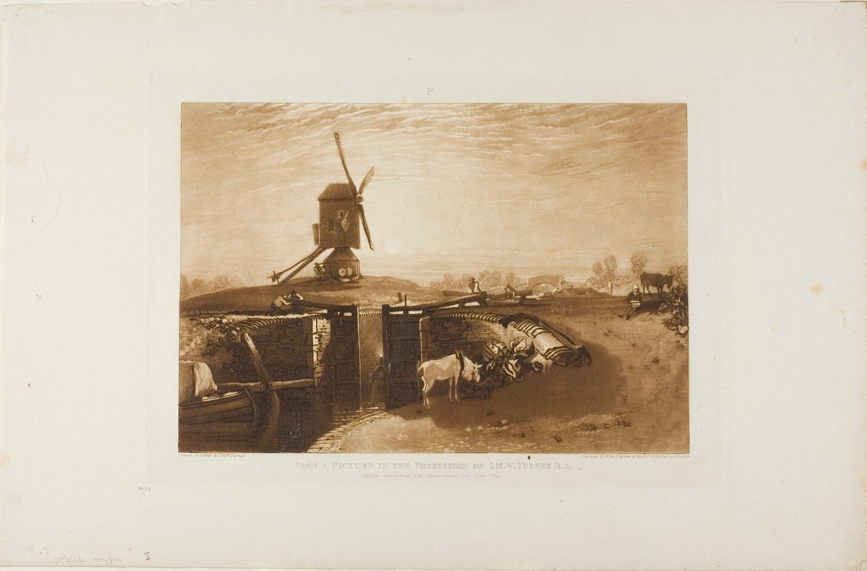 Tuulimylly ja lukko, levy 27 Liber Studiorumilta tekijältä Joseph Mallord William Turner