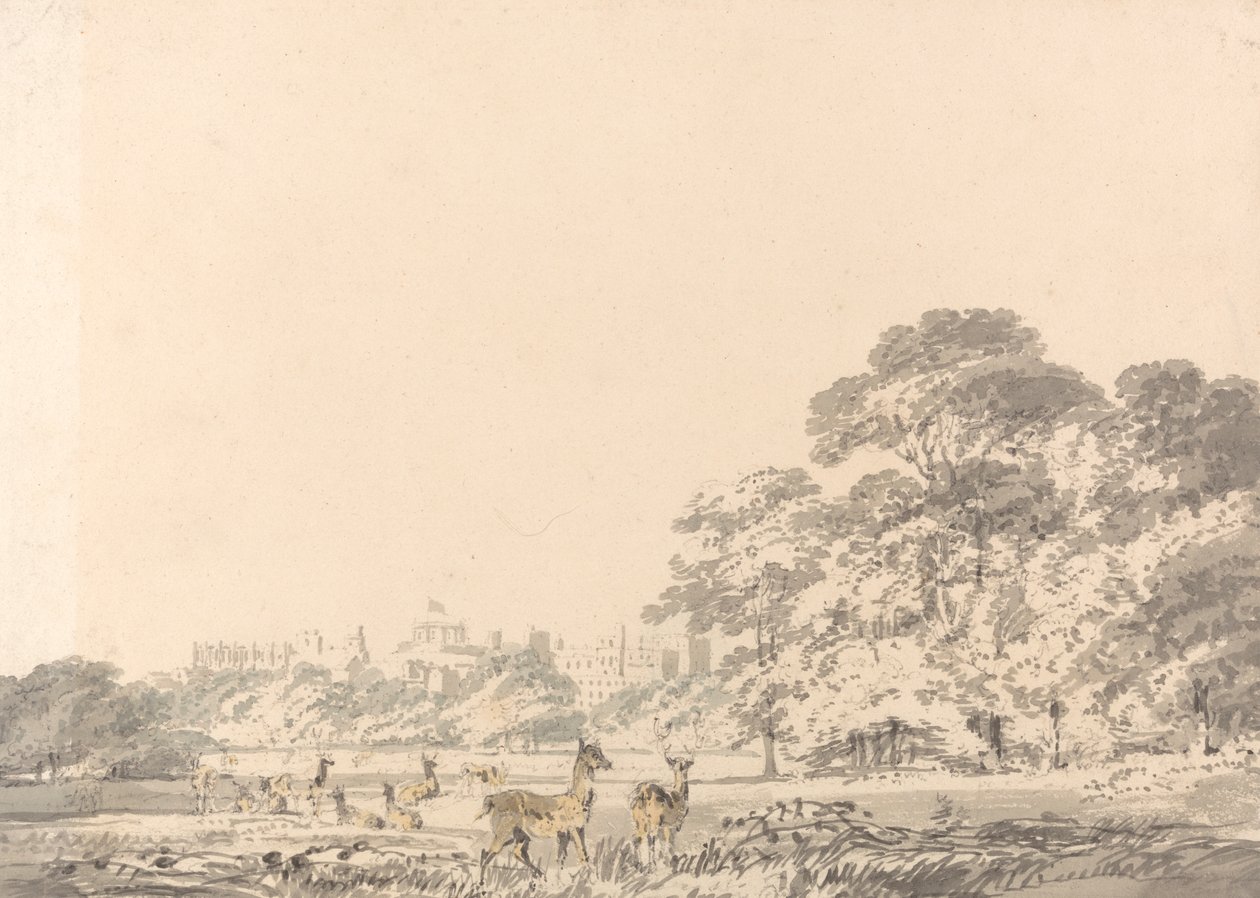 Windsorin linna ja puisto peurojen kanssa tekijältä Joseph Mallord William Turner